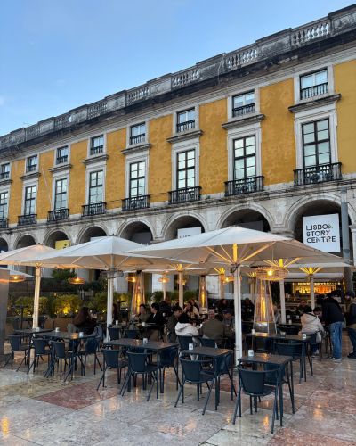 Outdoor café terrace in Lisbon
